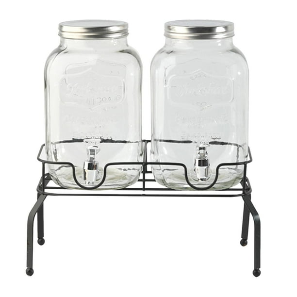 2 dispensadores de bebidas de 4 l por frasco, dispensador de limonada para fiestas y bodas. Grifo de plástico