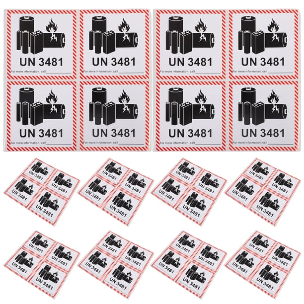 100 etiquetas adhesivas de seguridad para transporte de baterías de litio, pegatinas de advertencia para envío y embalaje, etiquetas de precaución de seguridad para baterías impermeables