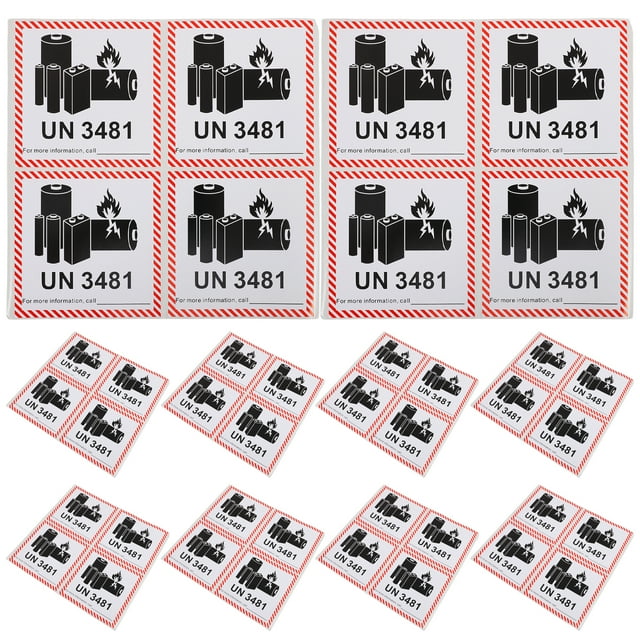 KAKOWELY 100pcs Lithium Batteries Transport Safety Labels Adhesive Warning Decals Stickers for Shipping and Packaging Waterproof Battery Safety Caution Labels,3.94X"X3.94"(LxW)