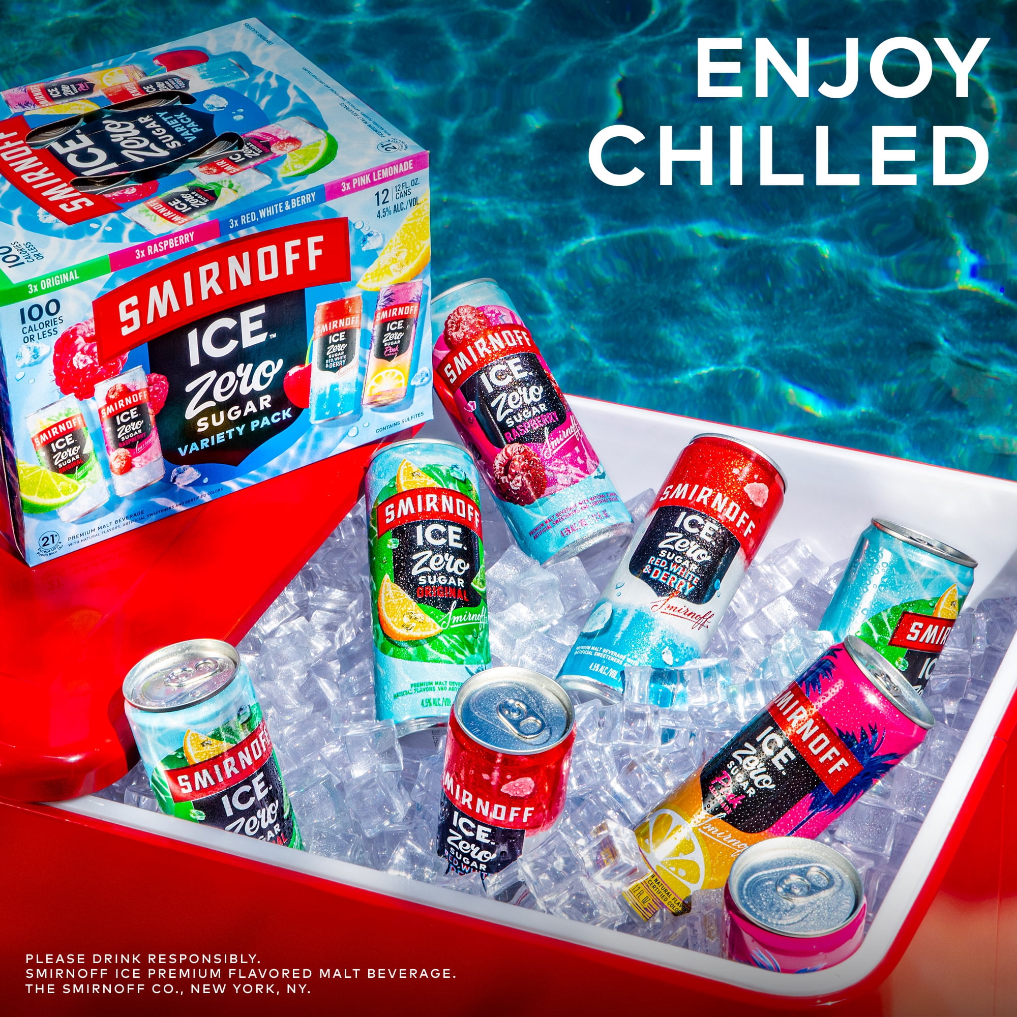 Smirnoff Ice Zero Sugar Variety, 12 Pack Cans, 12 fl oz, 4.5% ABV