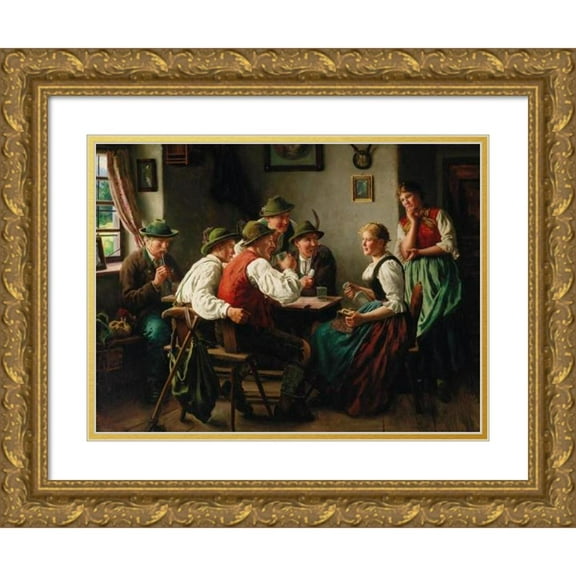 Emil Rau 18x14 Gold Ornate Wood Frame and Double Matted Museum Art Print Titled - The Admirers