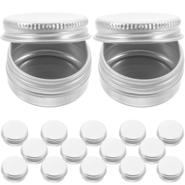 OUNONA 50Pcs Small Containers with Lid Silver Refillable Cream Container for Home Use