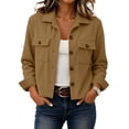 thumbnail image 2 of Corduroy Jackets for Women Trendy Long Sleeve Cropped Jacket Fall, 2 of 6