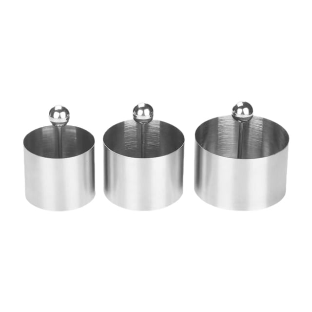 3 Piezas Aro para Mousse de Pastel Moldes Redondos para Tartas con Prensador Herramienta de Repostería de Acero Inoxidable Adecuada para Familias Eventos en el Hogar