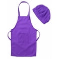 thumbnail image 3 of YONGHS Kids Unisex Chef Adjustable Aprons and Hat Costume Set for Kitchen Cooking Baking Painting Purple M, 3 of 7