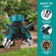 thumbnail image 2 of Hose Splitter 2 Way, Heavy Duty Zinc Alloy Garden Hose Splitter Outdoor Faucet Splitter with 2 Shut off Valves, 3/4 inch GHT for Lawn & Garden, 2 of 8
