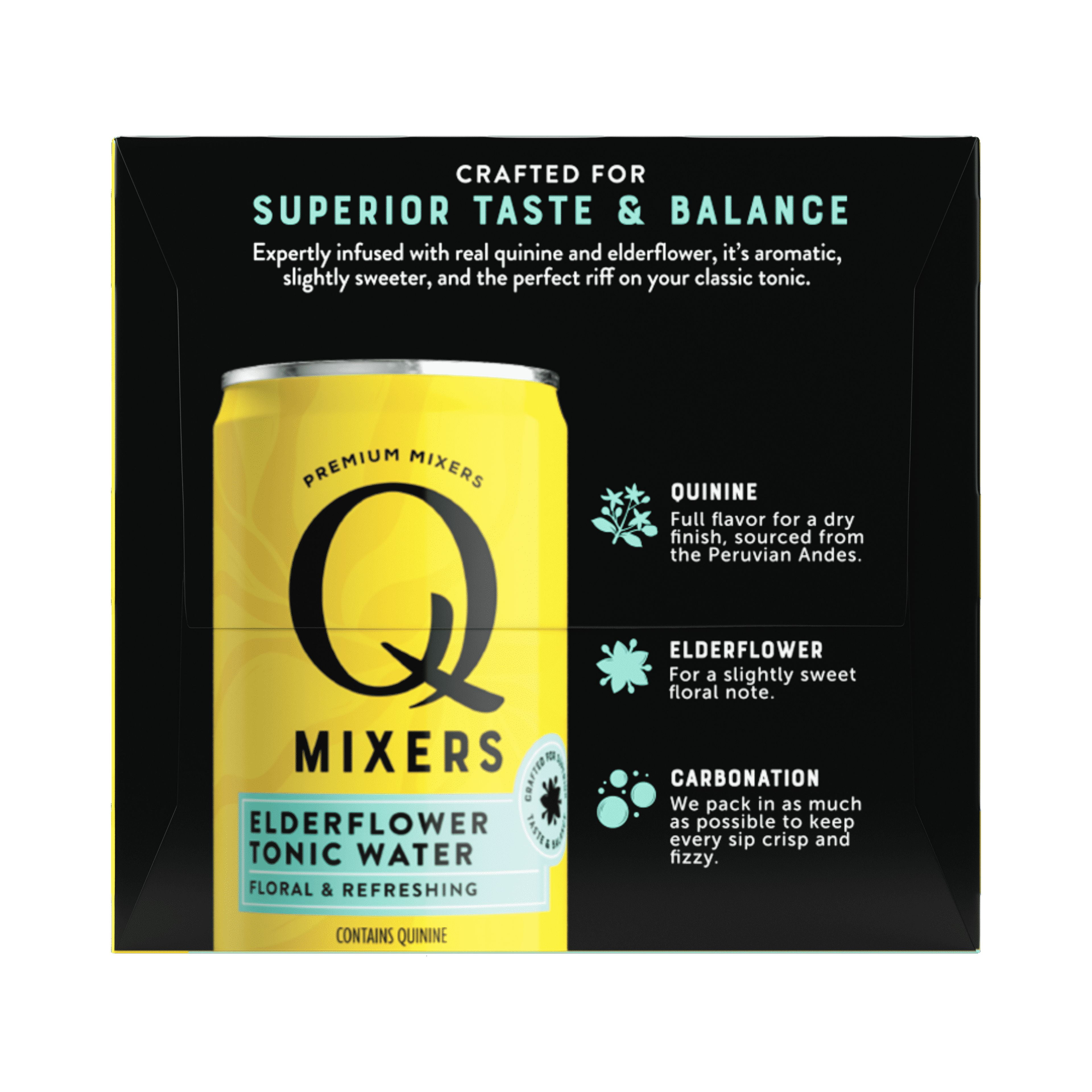 Q Mixers Tonic Water, Premium Cocktail Mixer Made with Real Ingredients,  Only 45 Calories per Can, 7.5 Fl oz (Pack of 24)