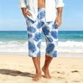 thumbnail image 3 of Mens Swim Trunks Men's Casual Resort Hawaiian Print Drawstring Cropped Capri Pants Summer Beach Swim Trunks with Elastic Waist Quick-Dry Shorts for Vacation Travel Sky Blue XL, 3 of 9