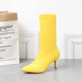 thumbnail image 5 of Wavsuf Cowboy Boots for Women Wide Calf Mid Calf with Fuzz Winter Flock Yellow Shoes Size 39, 5 of 7