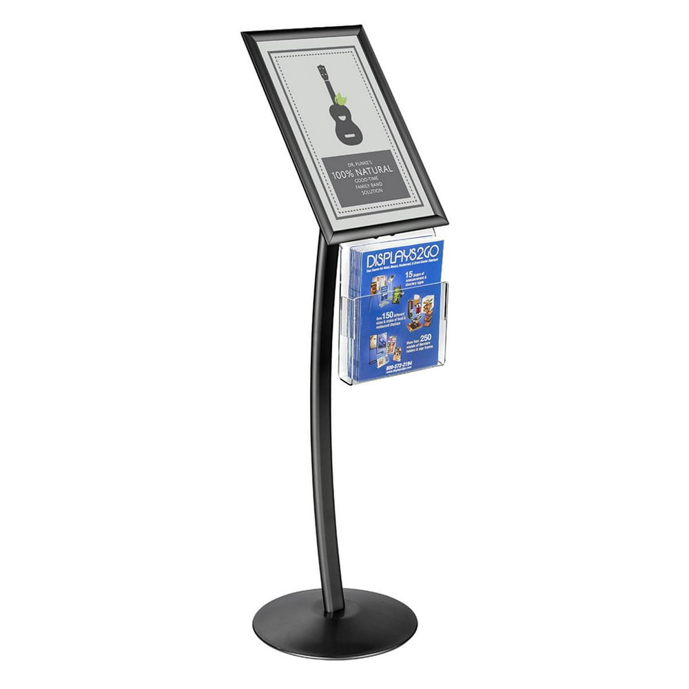 Displays2go CMB17NGWB Floor Sign Stand with Literature Pocket, Snap