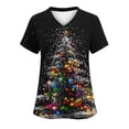 thumbnail image 2 of Feancey Christmas Scrubs Women Short Sleeve Nursing Scrub Tops Novelty Xmas Tree Graphic V Neck Nursing Shirts Holiday Casual Working Uniforms Multicolor L, 2 of 4