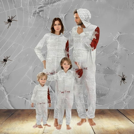

TMOYZQ Halloween Pajamas for Family Print Holidays Sleepwear Long Sleeve Soft Suitable Halloween Jumpsuit Set Casual Fall Loungewear Rompers