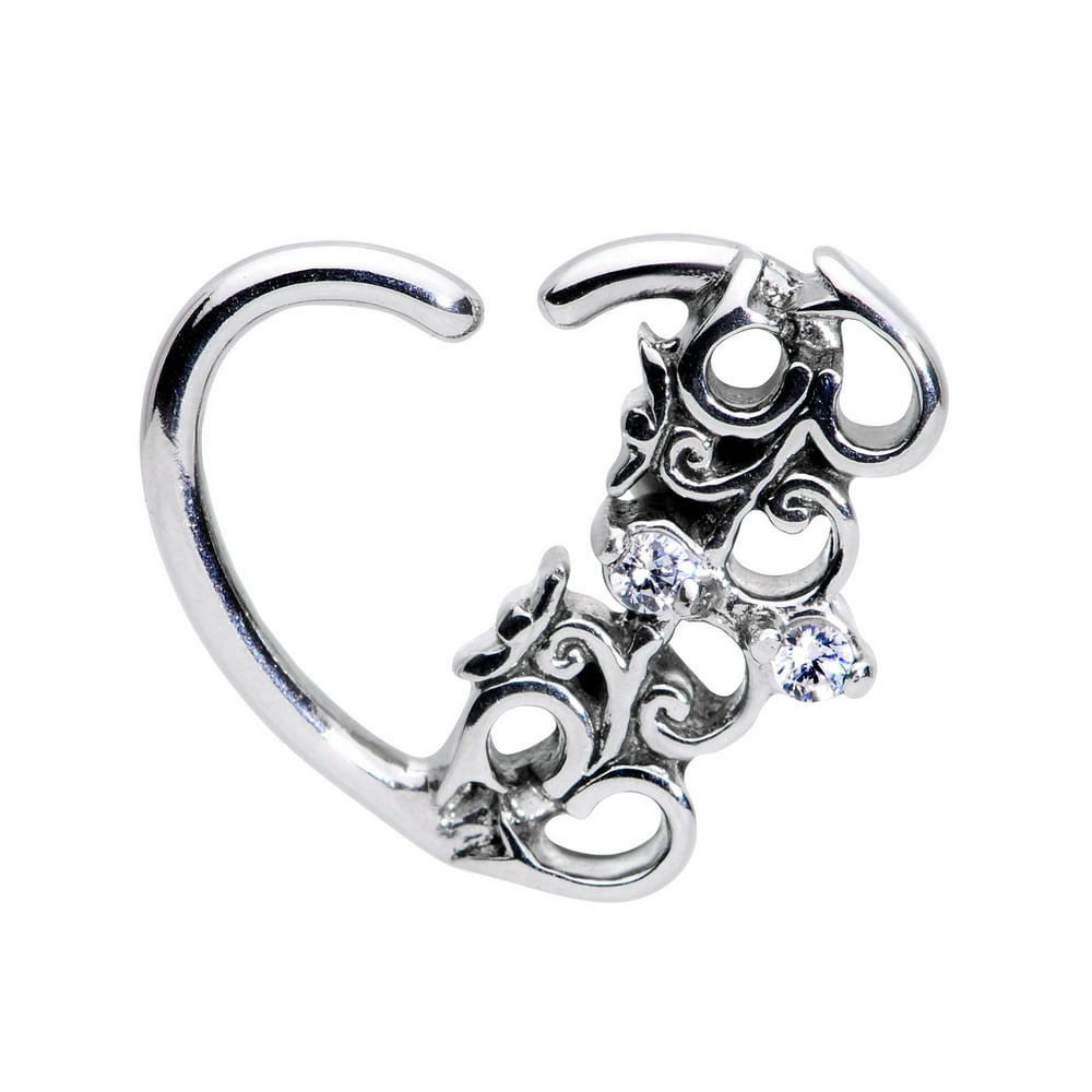 Body Candy Body Candy 3/8" Womens 16G Steel Clear Accent Love Left