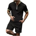 thumbnail image 1 of Shorts Courts pour Hommes Pantalons pour Hommes Décontractés Mode Hommes Manches Courtes Col Rabattu Pantalons Survêtement Deux Pièces Manches pour Hommes Pantalons pour Hommes Mode, 1 of 8