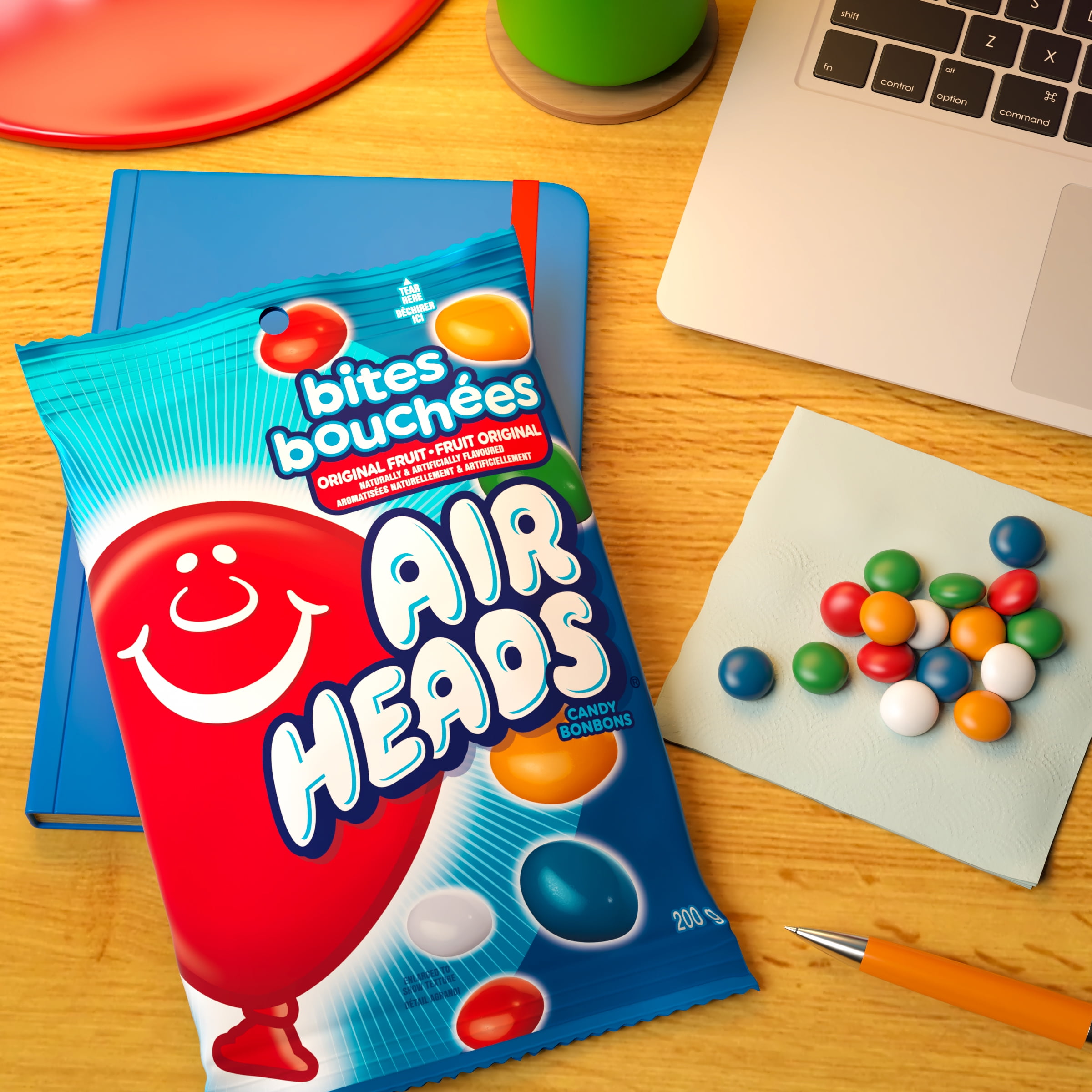 Bouchées Airheads, Bonbons fruit original, 200g E-AIR HEADS AH BOUCHES DE FRUITS