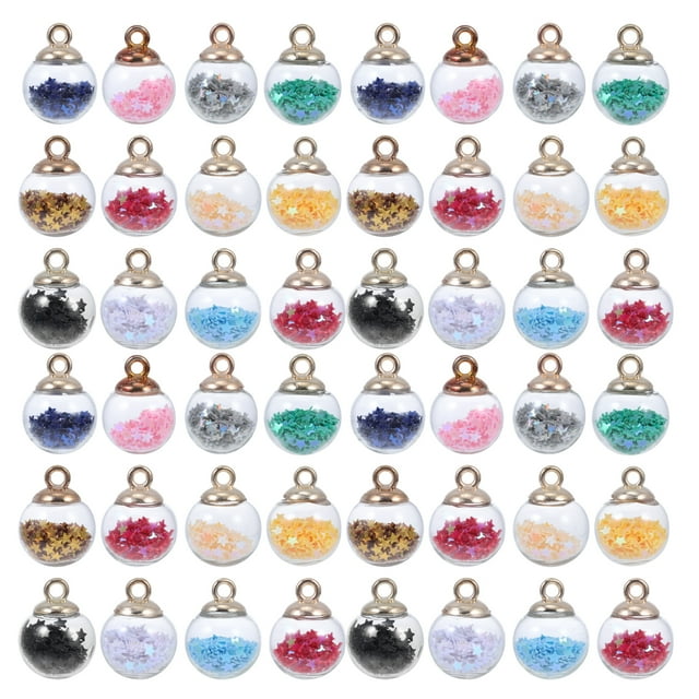 100pcs Glass Ball Charms Filled with Stars Sequins Simple Earrings Charms DIY Hanging Pendants Charms