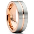 thumbnail image 1 of Mens Tungsten Ring Rose Goldtone Wedding Band Grooved Comfort-fit 8MM, 1 of 3