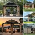 thumbnail image 4 of Sunjoy 12x12 Outdoor Gazebo, Steel Hardtop Contemporary Gazebo with Curtain and Netting ,Kingston Series, 4 of 17