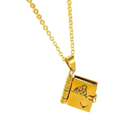 To My Granddaughter Book Necklace, Adjustable Pendant with 5 Pages of Engraved Information, Graduation Birthday Gift for Granddaughter Daughter from Grandma Mom