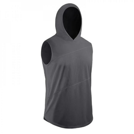 

Men Tight-fitting Sleeveless Running Vest Sport Running Training Fitness Clothing Zip Hooded Quick-Drying Jacket with Cap