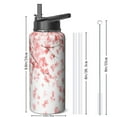 thumbnail image 4 of Double Wall Insulated Stainless Steel Sports Flowers Themed Water Bottle with Handle Lids 32oz, Wide Mouth, Leakproof, Keeps Cold 24Hrs Hot 12Hrs for Gym, 4 of 5