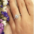 thumbnail image 5 of JeenMata 1.25 Carat Pear Shape Moissanite Halo Engagement Ring in 18k White Gold over Silver, 5 of 10