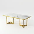 thumbnail image 4 of POVISON 63" Bura Modern Faux Marble Dining Table For 4，White Rectangular Tabletop Gold Stainless Legs, 4 of 7