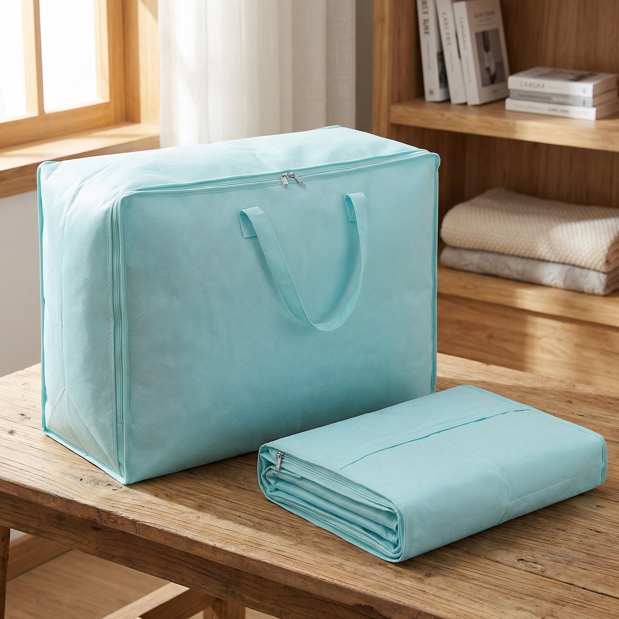 Unique Bargains Clothing Storage Bag Organize Bedroom and Closet Blue 27.6"x19.7"x10.2"
