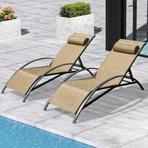EROMMY Patio Chaise Lounge Chair Set of 2, Outdoor Lounge Chairs with 5 Position Adjustable Backrest, All-Weather Waterproof Pool Lounge Chairs for Poolside Beach Yard