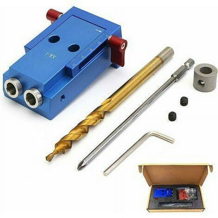 

Pocket Hole Woodworking Kit Jig Screws Aluminum Alloy Dowel Oblique Drilling Guide Corner Positioning Tool for Carpenter with Drill Bit Lxiugva