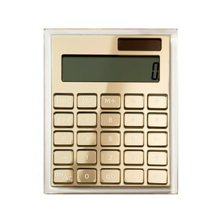Calculator Gold Foil Stamping, Solar Power Acrylic Slim Calculator with  Large LCD Display and Stand, 12 Digits Handheld Desktop Calculator for  Office