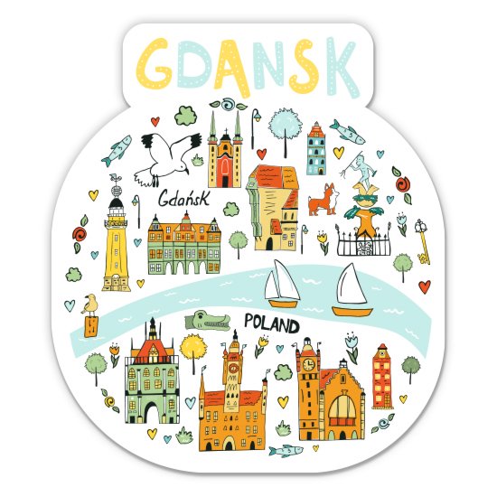 Gdansk Poland - 3" Vinyl Sticker - For Car Laptop Water Bottle Phone - Waterproof Decal
