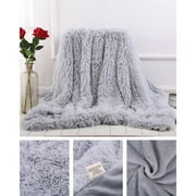 Faux Fur Throw Blanket, Fuzzy Plush Soft Skin-friendly Fleece Blanket, Fluffy Cozy Throw Blankets for Couch, Sofa, Bed, Thick Comfy Blankets and Throws, 46.8x31.2 inches