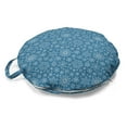thumbnail image 1 of Winter Round Floor Cushion with Handle, Snowflakes Motif Christmas Inspired Holiday New Year Noel December Merry, Pillow for Living Room & Dorms, 18" Round, Petrol Blue and White, by Ambesonne, 1 of 4