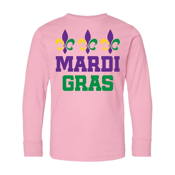 Inktastic Mardi Gras Fleur De Lis Trio Long Sleeve Youth T-Shirt