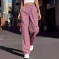 thumbnail image 2 of UAMVSH Wide Leg Cargo Pants for Women Lightweight Fall Outdoor Athletic Pants with Pockets High Waist Hiking Workout Pants(Medium,Pink 1), 2 of 7