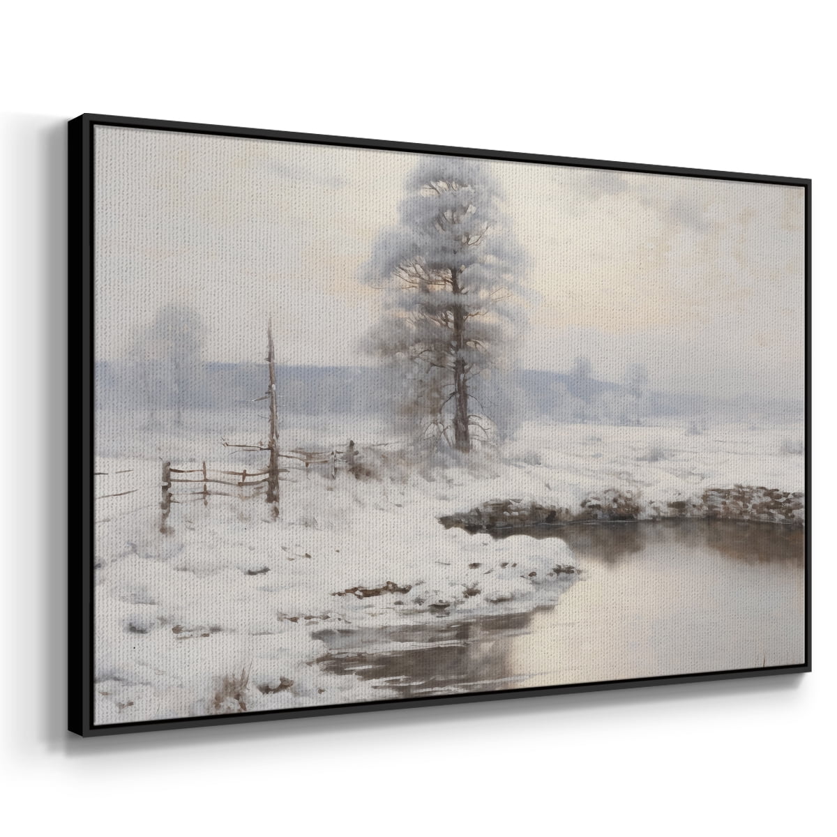 Vintage Landscape-XVI By Wexford Home Framed in Black Wood Gallery Wrapped Canvas 25 in. x 37 in.