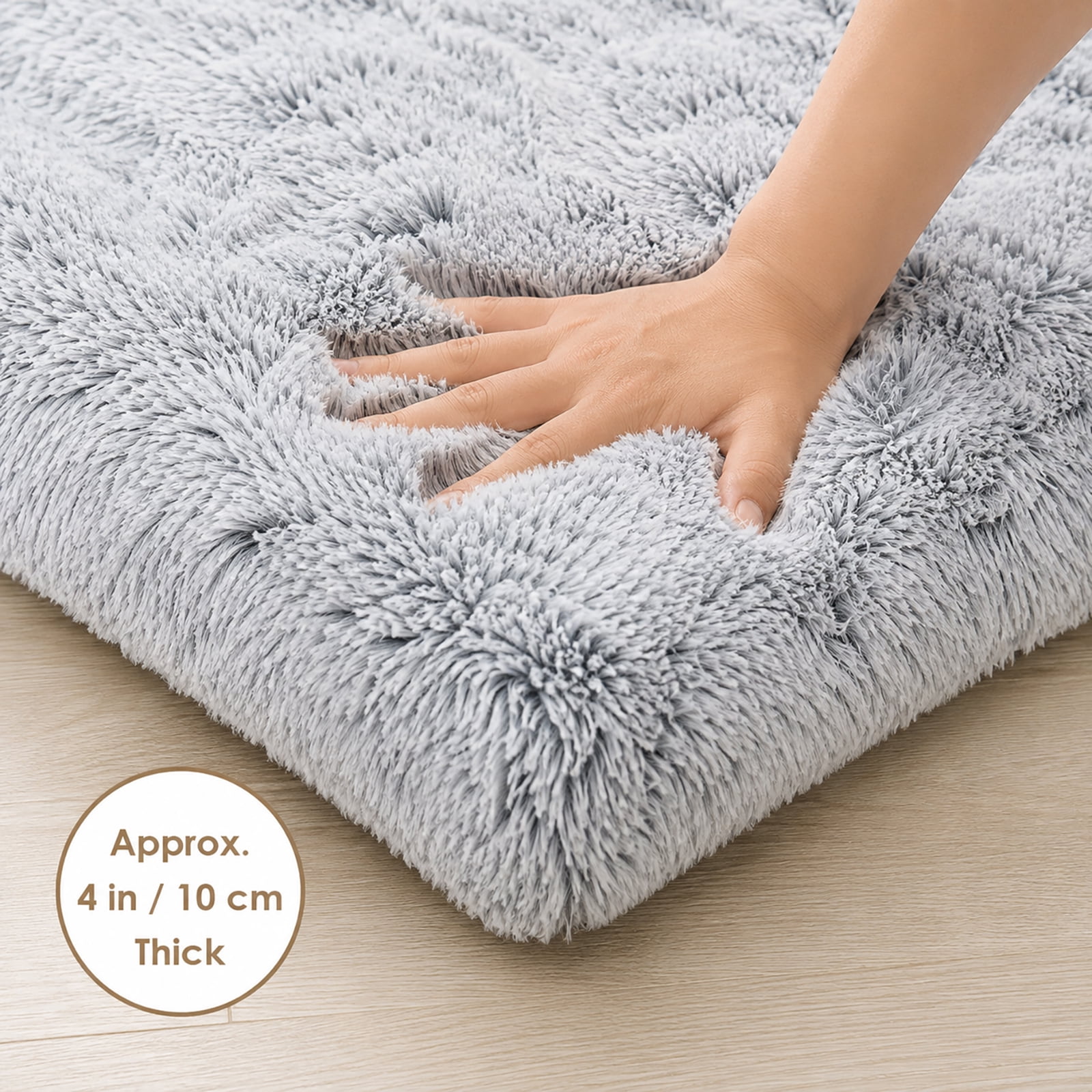 Juyafio Large Plush Dog Pet Bed,Washable Dog mat with Non-Slip Bottom for Large and Medium Dogs, 38"x26" Gray Anti Anxiety Dog Bed