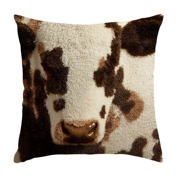 RKSupls Western Cow Printing Pillow Covers, Black White Cow Printing Throw Pillow Case Decoration, Outdoor Decorative Lumbar Linen Cushion Covers for Couch Sofa Bedroom Home Decor 18x18in