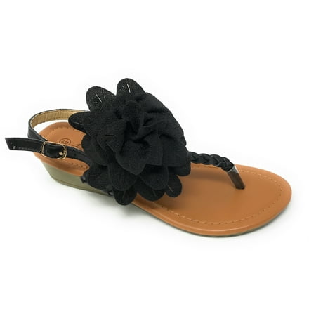

Victoria K Women s Braided Thong With Knitted Flower Wedge Sandals