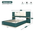 thumbnail image 2 of Harper & Bright Designs Queen Size Platform Bed with Upholstered Headboard, Queen Wooden Bedframe with Anti-Collision Soft Rounded Corners, Green, 2 of 9
