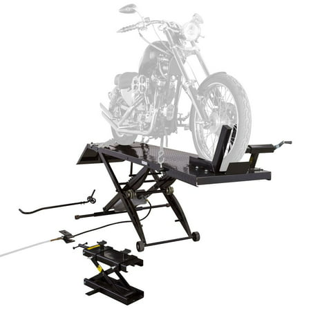 Black Widow BW-1000A-XL Extra-Long Motorcycle Lift Table with Center Jack
