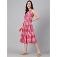 thumbnail image 5 of Janasya Indian Women's Pink Crepe Digital Print Tiered Western Dress, 5 of 8