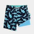 thumbnail image 2 of Stamzod Men's Swim Trunks Summer Elastic Waist Graphic Board Shorts with Compression Liner Casual Vacation Beach Shorts for Men Blue S, 2 of 3