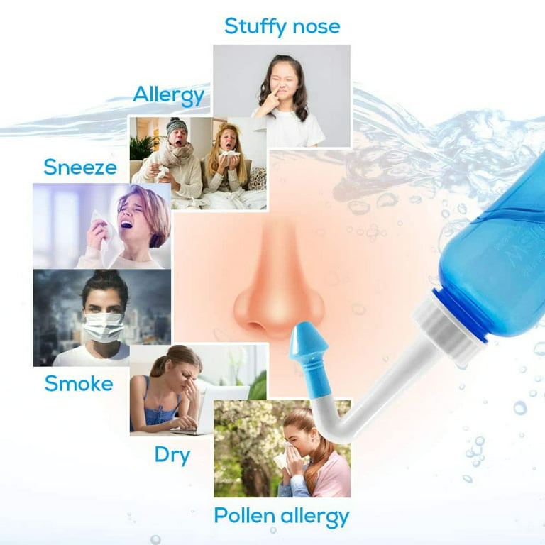 Sinus Rinse Kit by Tilcare - Perfect Nasal Irrigation Machine for Sinus &  Allergy Relief - Electric Neti Pot for Sinuses & Stuffy Nose - Comes with a  Blue Towel and 30