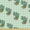 thumbnail image 2 of Ambesonne Botanical Fabric by the Yard Upholstery, Repetitive Cacti in Pots, 1 Yard, Camel and Laurel Green, 2 of 5
