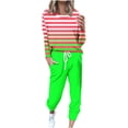 thumbnail image 2 of Puntoco Traje Casual Con Cordón Y Cuello Redondo De Manga Larga Con Estampado Holgado A La Moda Para Mujer Verde Militar Xl, 2 of 5