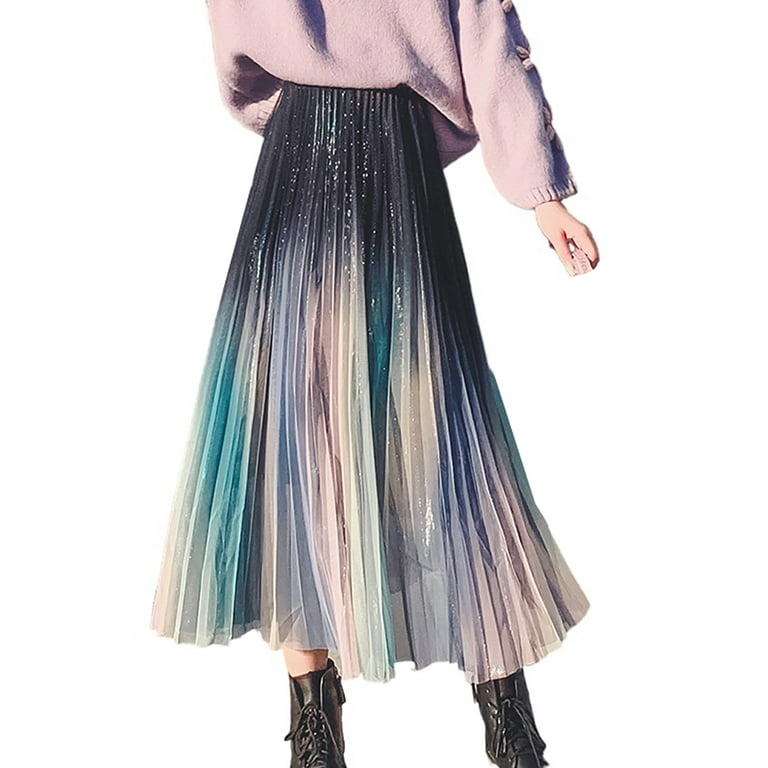 Fanvereka Women Fashion Gradient Color Mesh Yarn High Waist