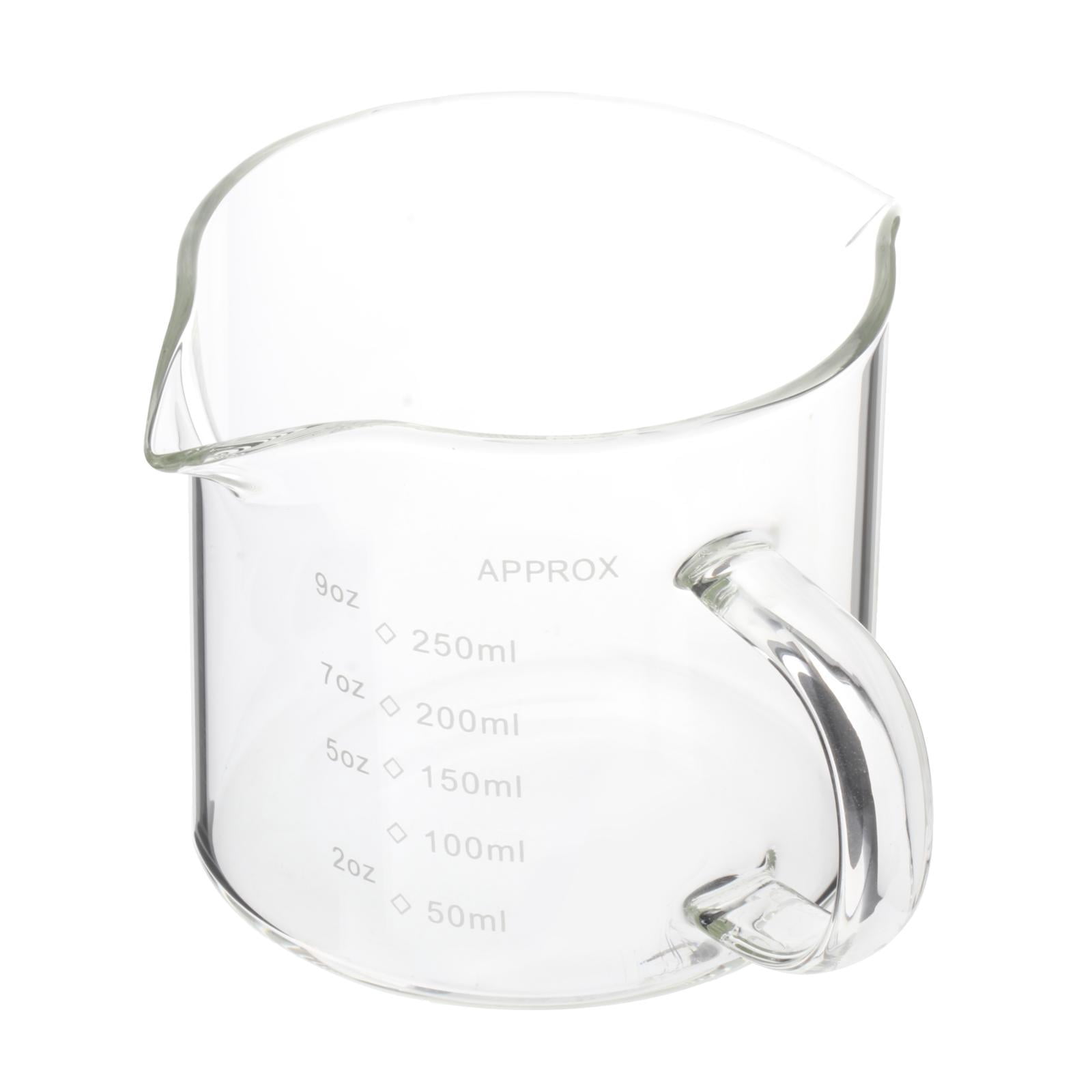 TISHITA 4x Espresso Glasses Coffee Measuring Cup, Mini Measuring Cup Double Spouts Milk Cup, Clear Glass Pitcher for Fruit Juice 250ml,