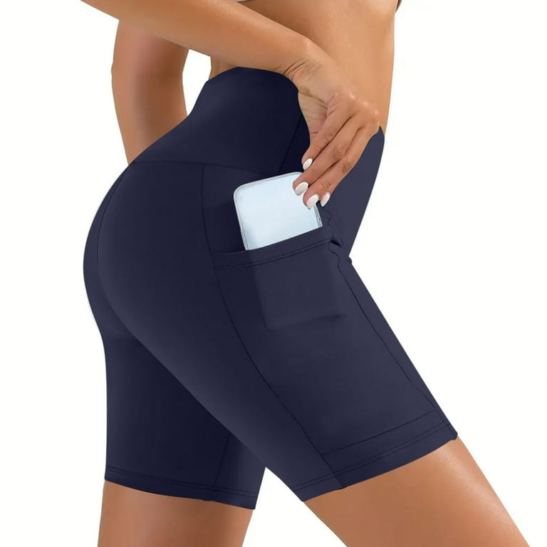 Hyxling Cycling Shorts Women with Pockets High Waist Gym Shorts